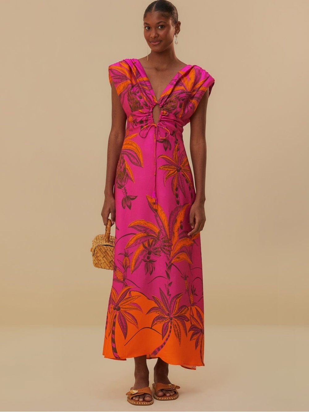 FARM RIO pink beach maxi dress - Picture 1 of 8